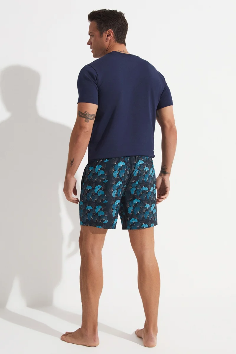 جون Men's Regular Fit Patterned Denim Shorts