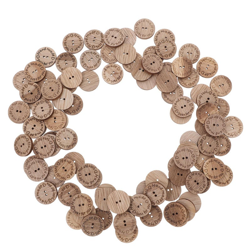 Vintage Wooden Buttons For Crafts 20mm Round Sewing Tags DIY Hats Accessories - Image 2