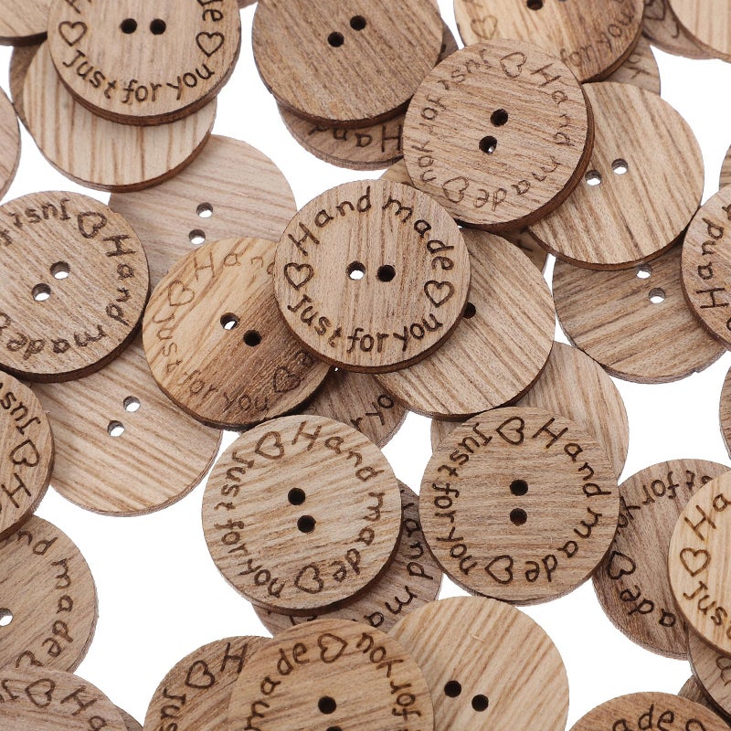 Vintage Wooden Buttons For Crafts 20mm Round Sewing Tags DIY Hats Accessories - Image 4