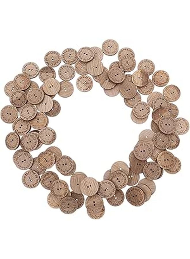 Vintage Wooden Buttons For Crafts 20mm Round Sewing Tags DIY Hats Accessories - Image 1