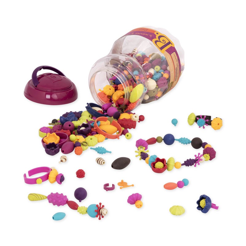 B toys Pop Arty 500 Pieces Jewlery Making Kit Creative Pop Snap Bead Set for Kids DIY Craft Jewelry Making Kit Necklaces Rings Bracelets 4 Years