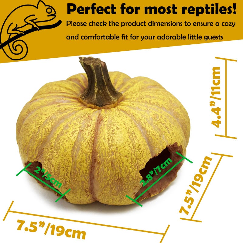 Kocris Casa Pumpkin Leopard Gecko Hide Reptile Bearded Dragon Tank Hideout Caves Accessories Halloween Turtle Lizard Snake DÃ©cor Amphibian Habitat Tortoise Terrarium Decoration - Image 3