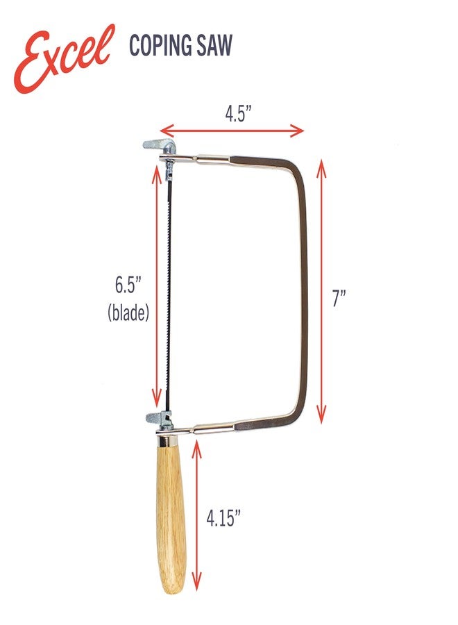Excel Blades 8-Piece Coping Saw Set - Includes 4 Blades, 4-Way Hand File & Sanding Stick - Precision U-Frame Handsaw Kit for Wood, Plastic, Metal, and Rubber Cutting - Image 2