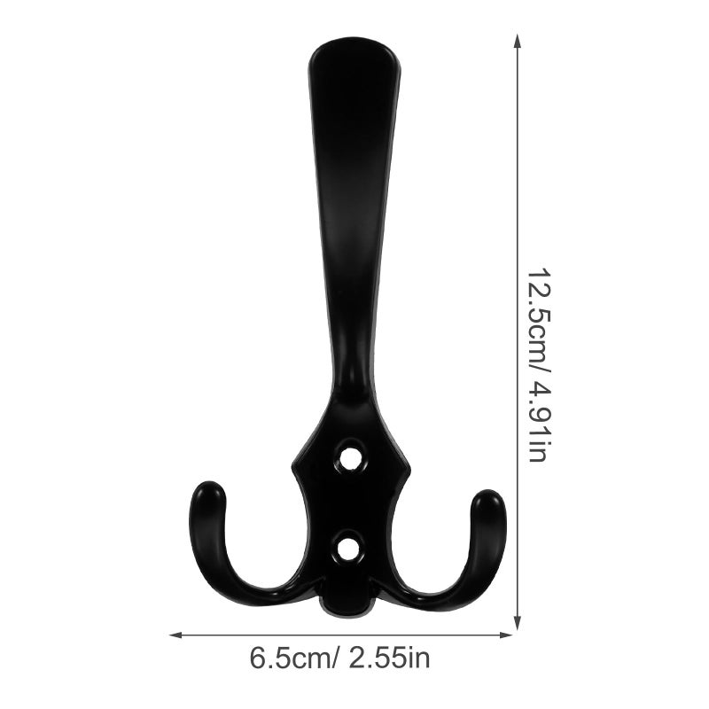 Black Zinc Alloy Wall Mount Coat Hooks 6 Pack for Bathroom Entryway Storage - Image 3