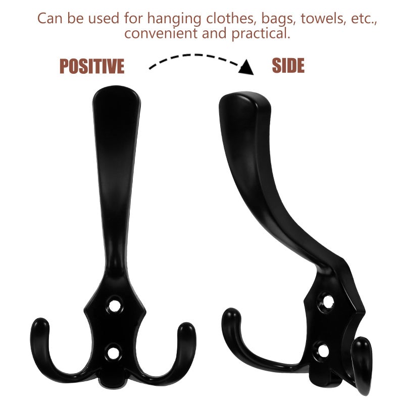 Black Zinc Alloy Wall Mount Coat Hooks 6 Pack for Bathroom Entryway Storage - Image 4