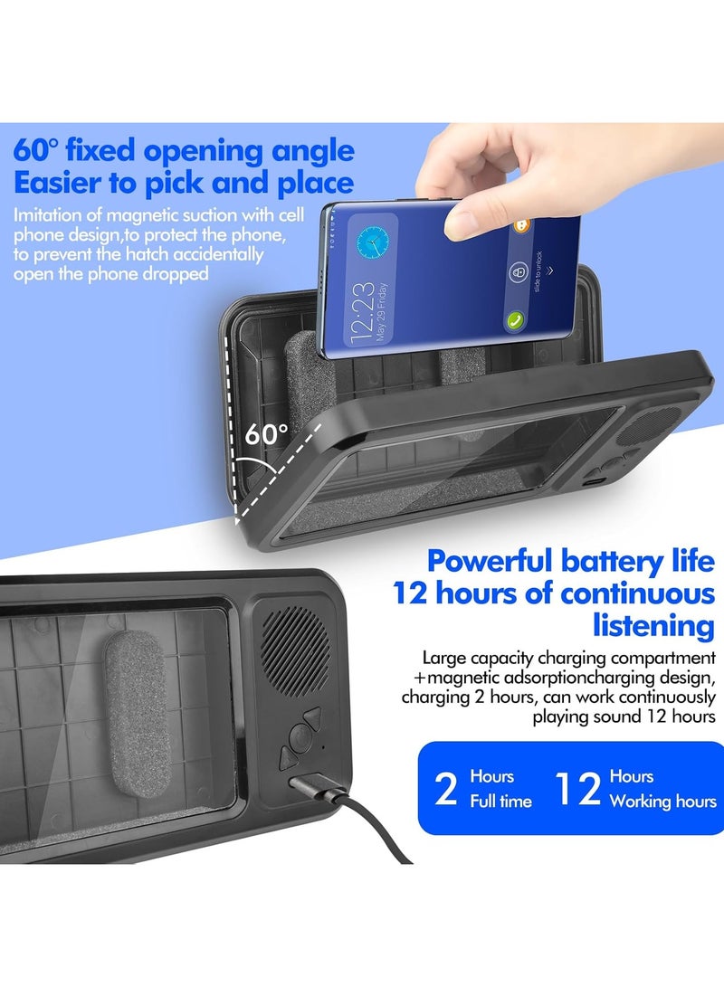 Shower Phone Holder with Wireless Bluetooth Speaker, Waterproof 480 Rotation Viewable Shower Phone Stand Case Mount Speakers for Bathroom Wall Mirro for 4"- 6.8" Cell Phones(Black) - Image 5