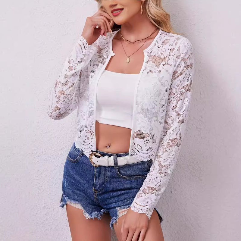 2026 Autumn Winter Elegant Women's Long Sleeve Lace Jacket - Image 2