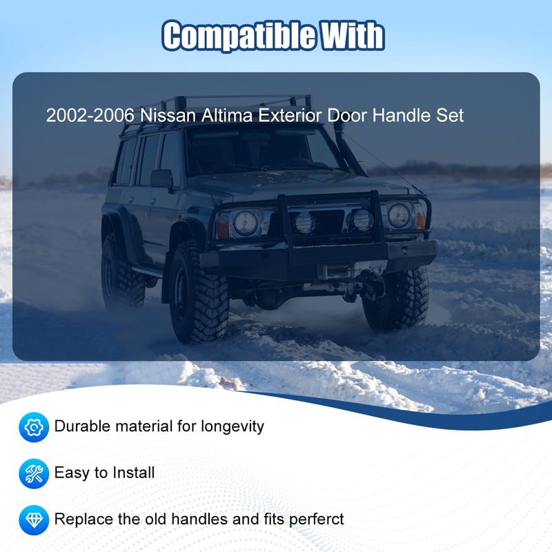 NPAUTO Exterior Outside Door Handle Set for 2002-2006 Nissan Altima - Black, 4 Pieces - Image 3