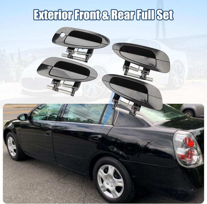 NPAUTO Exterior Outside Door Handle Set for 2002-2006 Nissan Altima - Black, 4 Pieces - Image 2