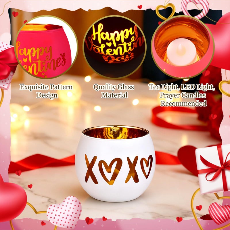 FoldTier 6 Pcs Valentines Candle Holders Love Glass Tealight Votive Candle Holder for Table Centerpiece Valentine's Day Wedding Party Decoration Home Tabletop Decor Gift - Image 5