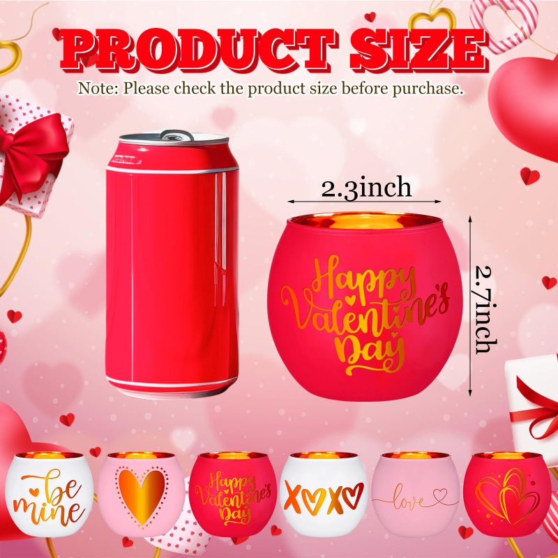 FoldTier 6 Pcs Valentines Candle Holders Love Glass Tealight Votive Candle Holder for Table Centerpiece Valentine's Day Wedding Party Decoration Home Tabletop Decor Gift - Image 3