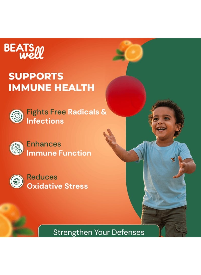 BeatsWell بياتسويل فيتامين سي للأطفال بنكهة الليمون - 60 علكة - Image 5