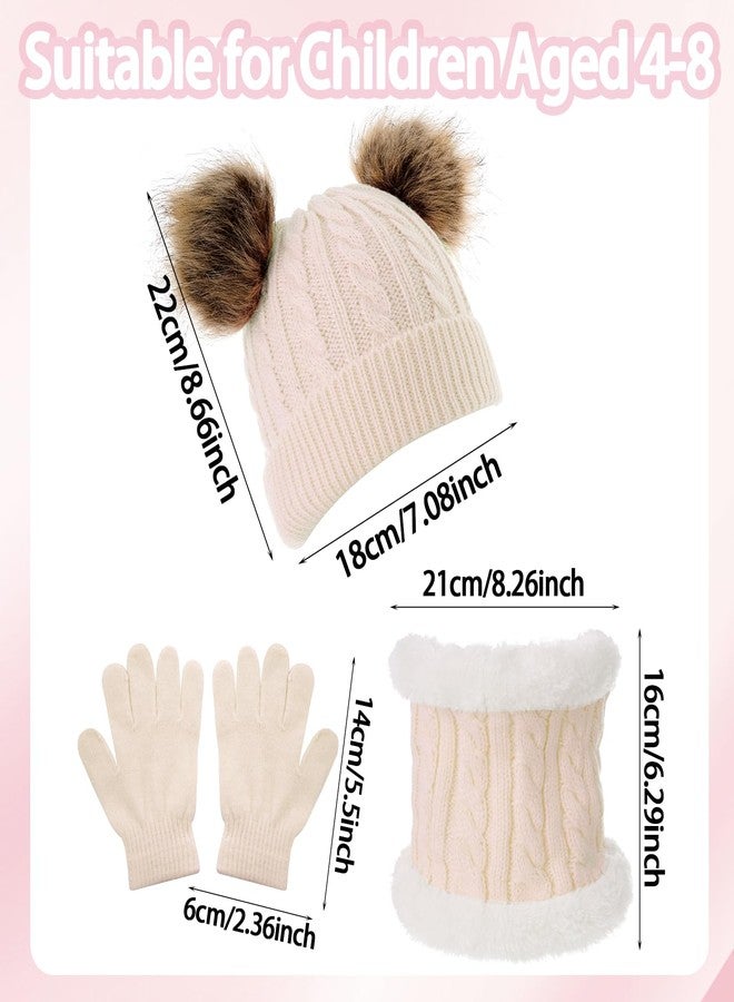 Yolyoo 3 Pack Fashion Winter Beanie Hat Scarf Gloves Set for Kids,Knit Pompom Toddler Hats Neck Warmer Gloves for Girls Boys - Image 2