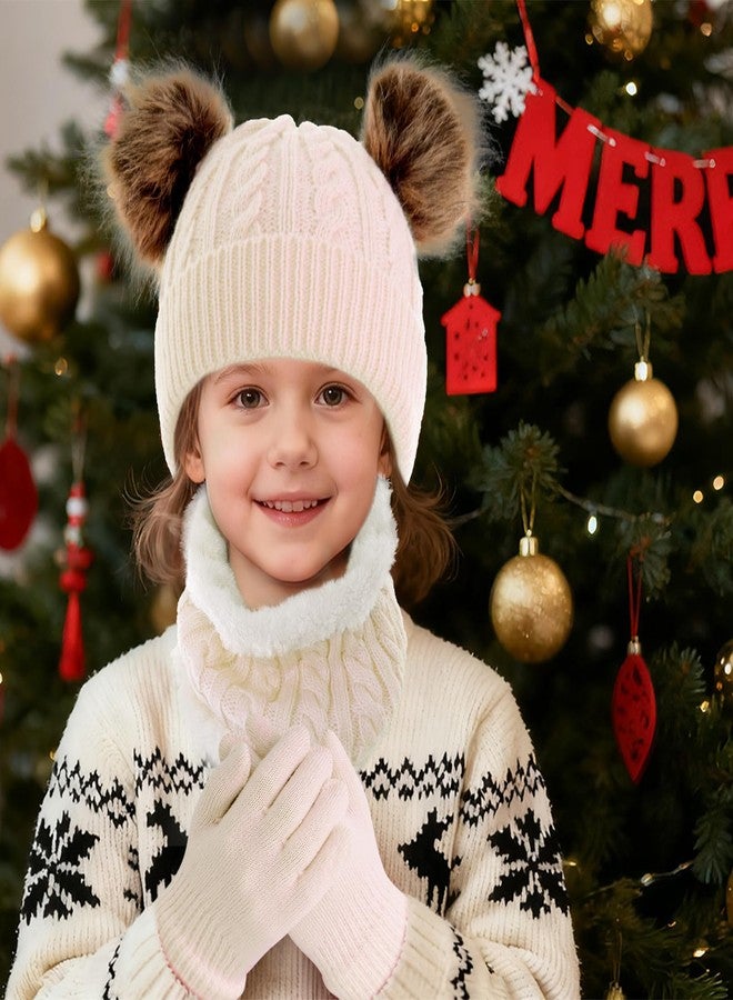 Yolyoo 3 Pack Fashion Winter Beanie Hat Scarf Gloves Set for Kids,Knit Pompom Toddler Hats Neck Warmer Gloves for Girls Boys - Image 5