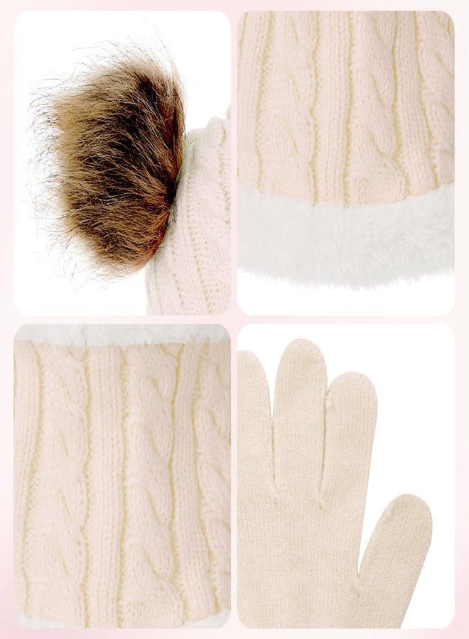 Yolyoo 3 Pack Fashion Winter Beanie Hat Scarf Gloves Set for Kids,Knit Pompom Toddler Hats Neck Warmer Gloves for Girls Boys - Image 3