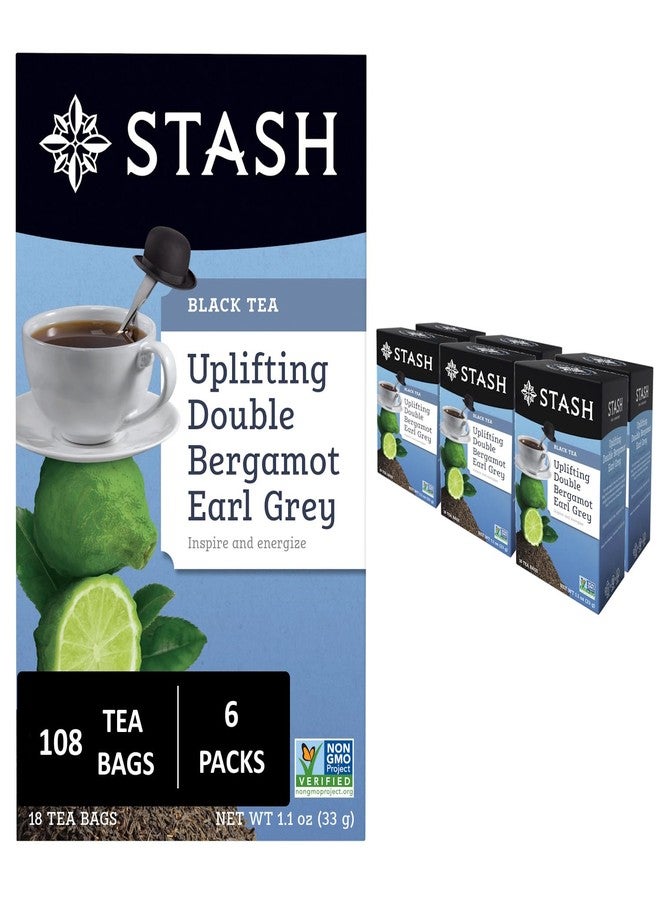 Stash Tea Double Bergamot Earl Grey Black Tea - Caffeinated, Non-GMO Project Verified Premium Tea with No Artificial Ingredients, 18 Count (Pack of 6) - 108 Bags Total - Image 1