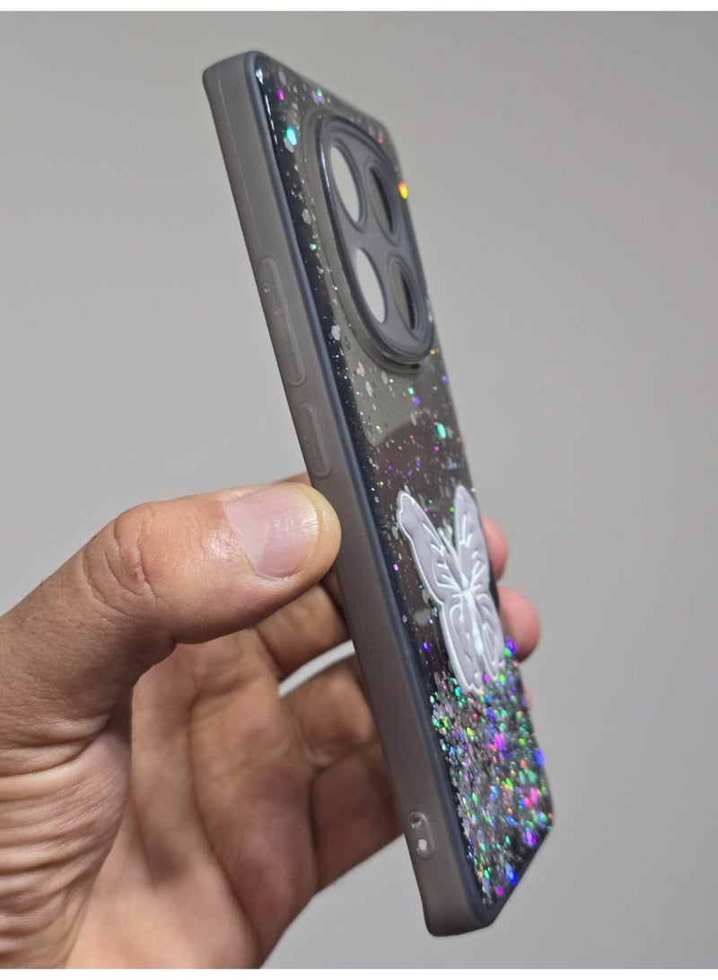 غطاء خلفي عليه فراشة متوافق مع هاتف شاومي ريدمي نوت 14 Pro Plus - Image 2