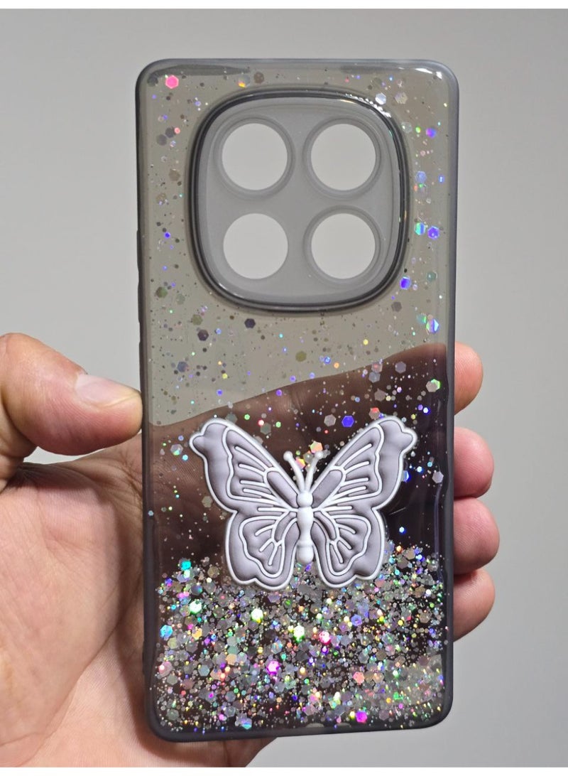 غطاء خلفي عليه فراشة متوافق مع هاتف شاومي ريدمي نوت 14 Pro Plus - Image 3