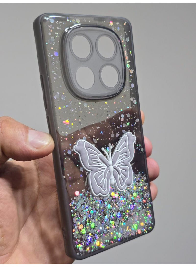 غطاء خلفي عليه فراشة متوافق مع هاتف شاومي ريدمي نوت 14 Pro Plus - Image 1