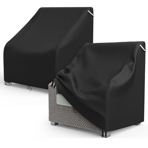 AKEfit Patio Chair Covers for Outdoor Furniture Waterproof 2 PackHeavy Duty Outdoor Chair Covers Waterproof for Lawn Lounge Seat Wicker AdirondackRocking ChairsBlack30Wx37Dx31H inches - Image 1