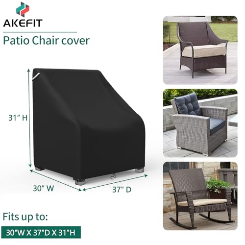 AKEfit Patio Chair Covers for Outdoor Furniture Waterproof 2 PackHeavy Duty Outdoor Chair Covers Waterproof for Lawn Lounge Seat Wicker AdirondackRocking ChairsBlack30Wx37Dx31H inches - Image 3