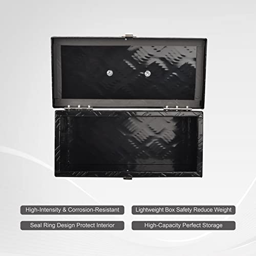 FGJQEFG 16 Inch Aluminum Truck Bed Tool Box Truck Car Outdoor Trailer Pickup Underbody Toolbox,RV Storage OrganizerTrailer Storage W/Side Handle&Lock,5 Bar Tread,Black(16"X7.5"X10") - Image 5