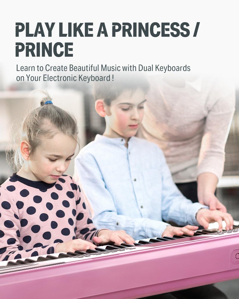Donner 61 Key Keyboard Piano, Electric Piano Keyboard Kit with 249 Voices, 249 Rhythms - Includes Piano Stand, Stool, Microphone, Gift for Beginners, Pink (DEK-610S) - Image 5