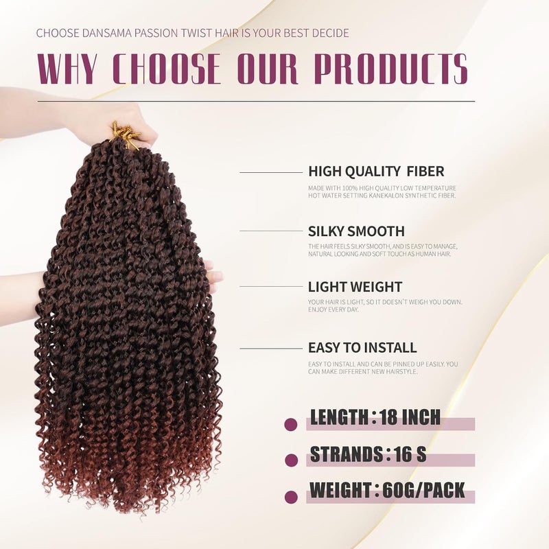 Dansama Passion Twist Hair Water Wave Braiding Hair for Butterfly Style Crochet Braids Bohemian Hair Extensions (18inch (Pack of 6), T1B/350) - Image 3