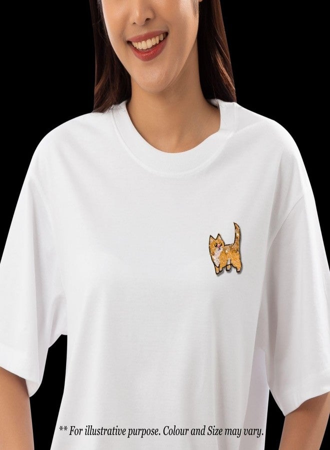 Abeo Handmade Cat Design Brooch for Women and Men | Embroidered Beaded Lapel Pin for Jackets Shirts Bags and Cloths Accessories | Stylish Fashionable Badge Pins, 5-6 cm (Yellow) - Image 5