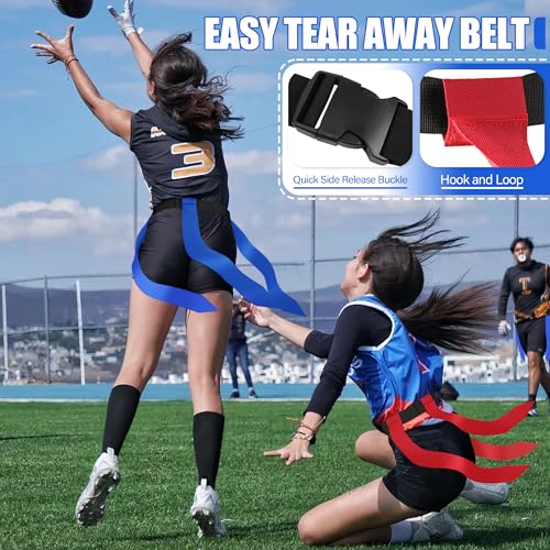 Hilhook Flag Football Belts, 10 Player Adjustable Flag Football Set with 30 Flags for Youth and Adults Training Equipment - Image 2