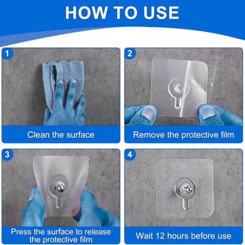 DRYPHON 10 Pcs Adhesive Wall Hooks for Hanging | PVC Hook for Wall Hanging Without Drill | Sticky Hooks for Wall Heavy Duty | Adhesive Wall Hook | Kitchen Tools | Home Decor (10 Pack, Screw Hook) - Image 4
