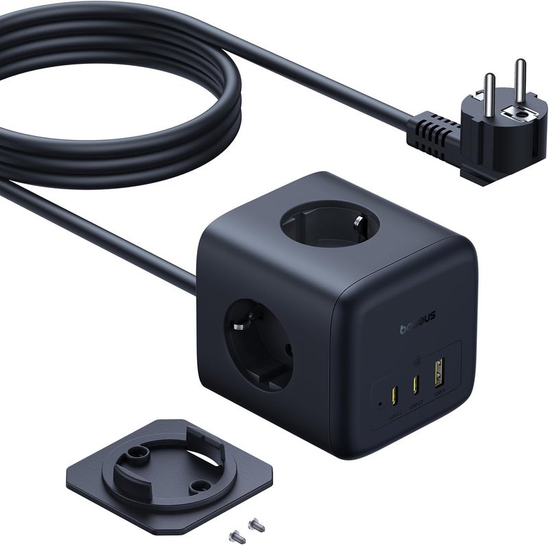 Baseus 67W Power Cube, USB C GaN6 Power Strip, USB C Charger, 3 Socket with Switch, Portable PD Charger for MacBook, iPad, iPhone, Galaxy, Home, Office, Travel - Image 1