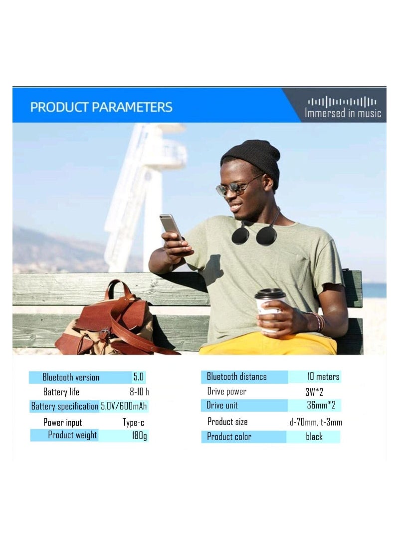 Generic - Neckband Bluetooth Speaker - EBS-906, Bluetooth 5.0, Built-in mic, 10H Playtime, Waterproof Rating IPX 5 ,Portable Wireless Wearable Speaker, Ideal for Home&Outdoors - Image 1