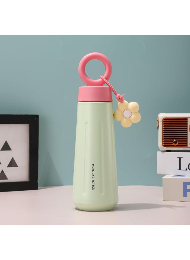 كوب حراري ستانلس ستيل للسفر بمقبض مريح - كوب حافظ للحرارة والبرودة بجدار مزدوج - غطاء محكم الغلق مانع للتسرب - لون أخضر عصري ومميز. - Image 3