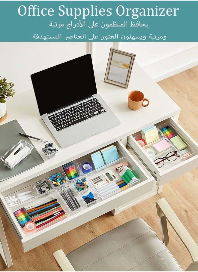 YIM-VIBEHAUS 6PCS Drawer Organizers Set, Versatile Bathroom and Vanity Drawer Organizer Trays, Plastic Storage Bins for Makeup, Jewelries, Kitchen Utensils and Office  - Image 5