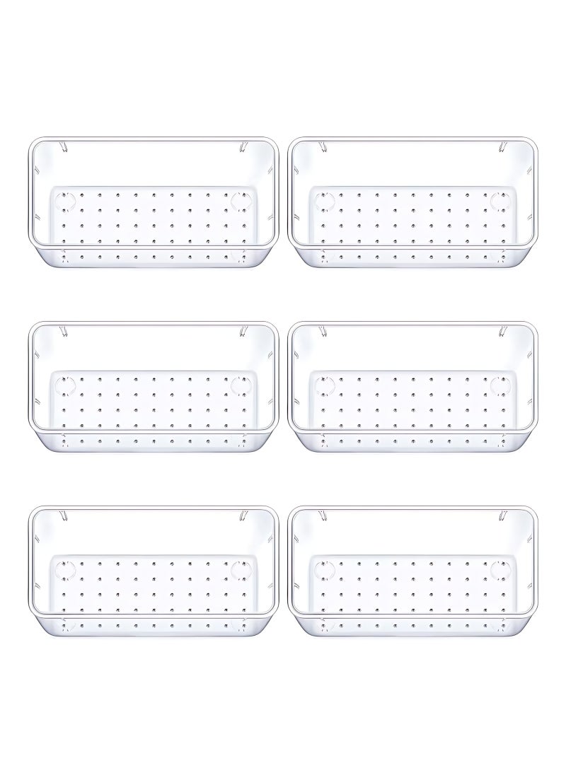 YIM-VIBEHAUS 6PCS Drawer Organizers Set, Versatile Bathroom and Vanity Drawer Organizer Trays, Plastic Storage Bins for Makeup, Jewelries, Kitchen Utensils and Office  - Image 1