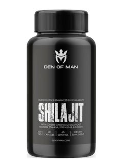Den of Man Shilajit Capsules 600mg Pure Himalayan Shilajit Extract with Fulvic Acid Korean Ginseng and Maca Root Extract Natural Energy Booster 60 Count