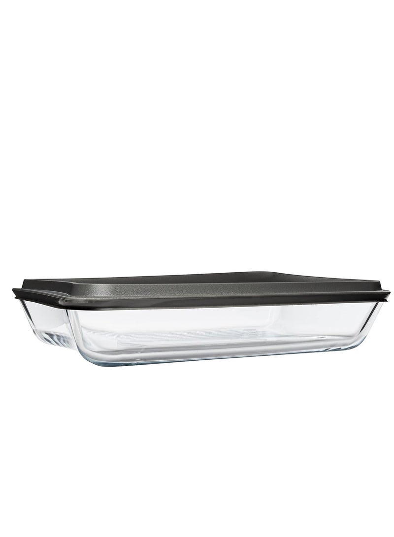 SIMAX Simax Rectangular Roaster with Plastic Lid: Heat-Resistant Glass, Microwave & Oven Safe, Versatile for Baking and Storage  - Image 2