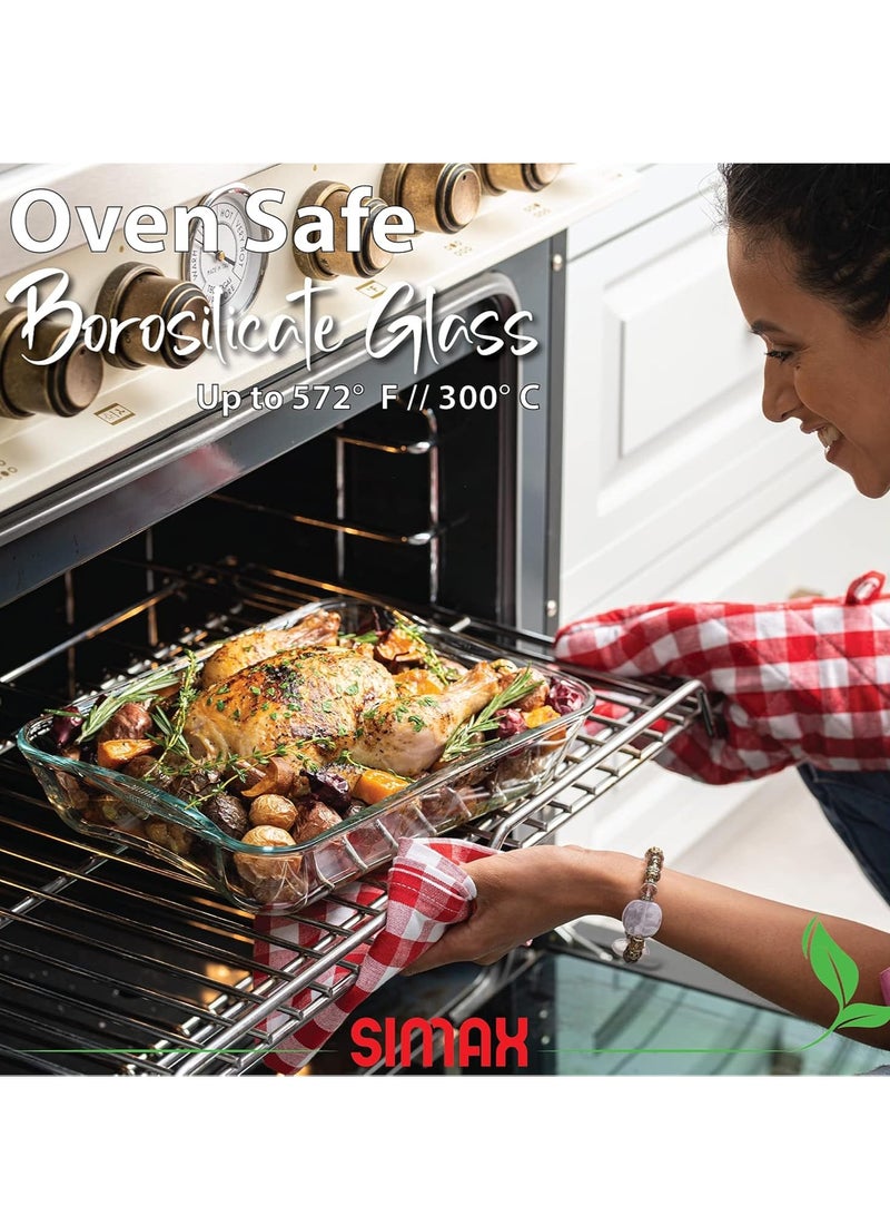 SIMAX Simax Rectangular Roaster with Plastic Lid: Heat-Resistant Glass, Microwave & Oven Safe, Versatile for Baking and Storage  - Image 4