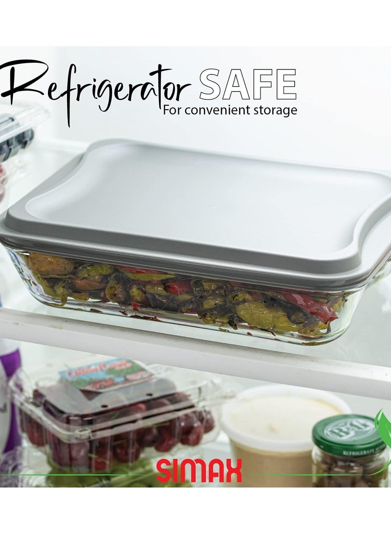 SIMAX Simax Rectangular Roaster with Plastic Lid: Heat-Resistant Glass, Microwave & Oven Safe, Versatile for Baking and Storage  - Image 5