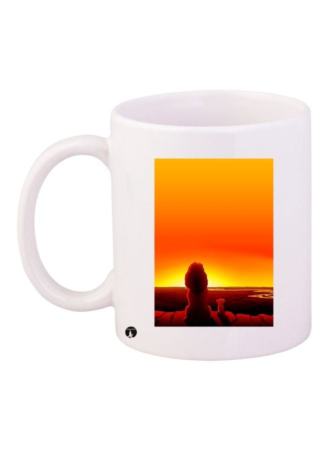 RYN Cartoon Printed Coffee Mug White/Yellow/Red 11ounce