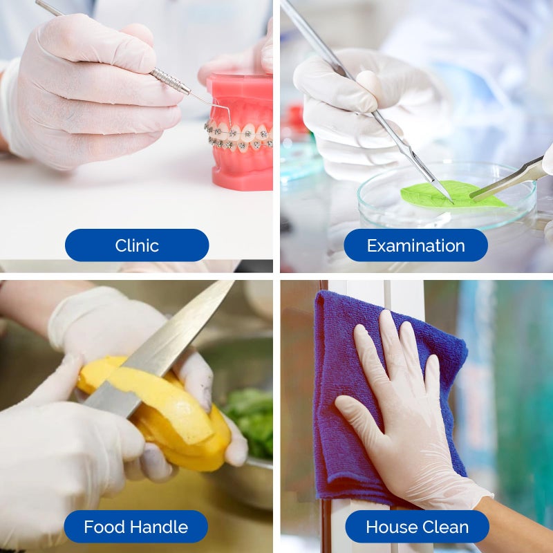 JMU 100 Pcs Latex Gloves Medium, 5 Mil Thick White Medical Exam Latex Gloves Powder-Free - Image 5