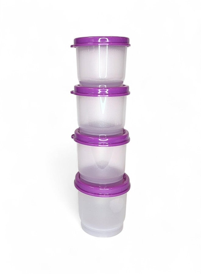 توبروير مجموعة أكواب الوجبات الخفيفة من تابروير، 4 أكواب شفافة بأغطية أرجوانية اللون (سعة كل كوب 4 أونصات) - Image 2