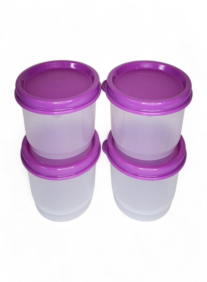 توبروير مجموعة أكواب الوجبات الخفيفة من تابروير، 4 أكواب شفافة بأغطية أرجوانية اللون (سعة كل كوب 4 أونصات) - Image 1