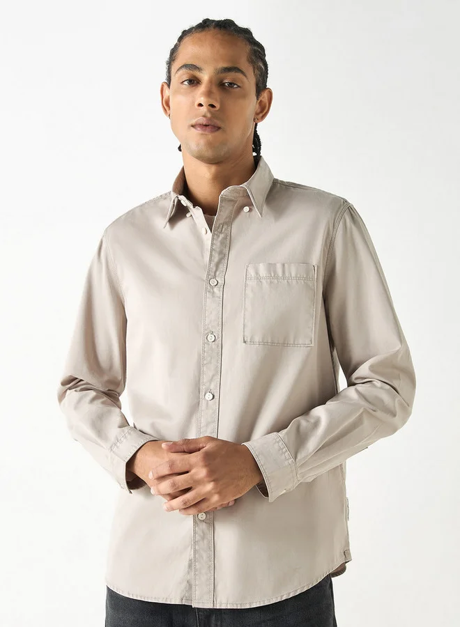 Lee Cooper Lee Cooper Regular Fit Shirt with Long Sleeves and Chest Pocket
