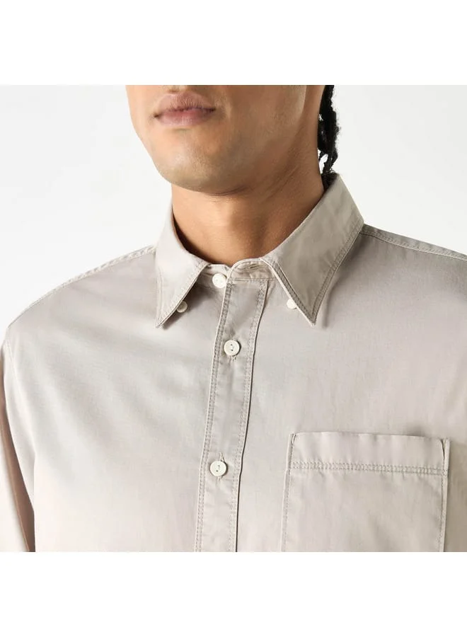 Lee Cooper Lee Cooper Regular Fit Solid Shirt with Long Sleeves and Chest Pocket