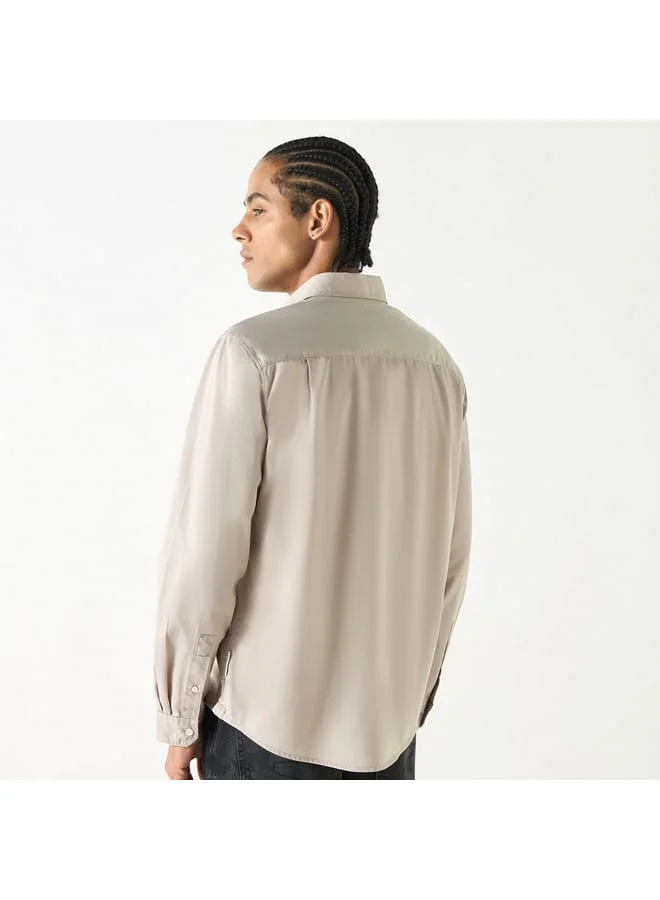 Lee Cooper Lee Cooper Regular Fit Solid Shirt with Long Sleeves and Chest Pocket