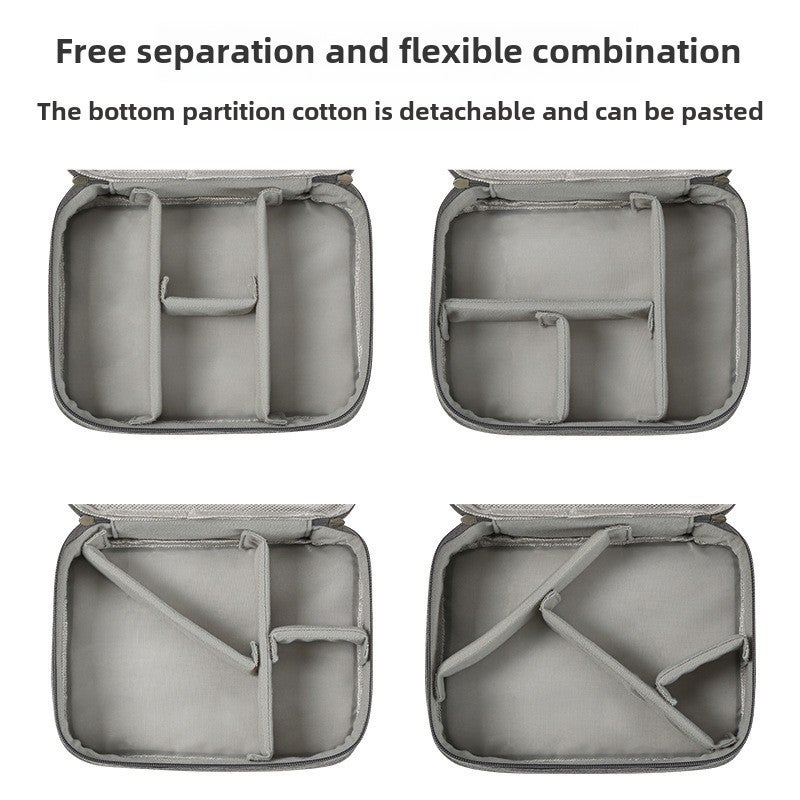 Data cable storage bag mobile power box charging cable travel portable digital accessories finishing bag double layer(Double gray 25.5*19.5*8.5) - Image 5