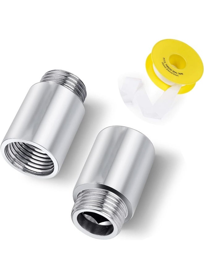 Biella Chrome Extension Nipple Male To Female 1/2", Pack Of 2 Bsp Thread With Teflon Tape Various Sizes For Extension Pipe That Allows To Extend, Extension Of Angle Valves Etc (1/2 X 15Mm) - Image 1