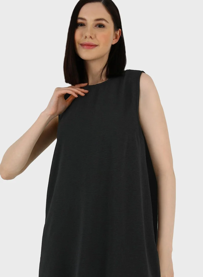Refka by modanisa Crew Neck Tunic & Wide Leg Pants Set